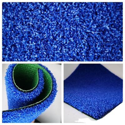 Densité PE Couleur bleue gazon artificiel extérieur pour le terrain de tennis