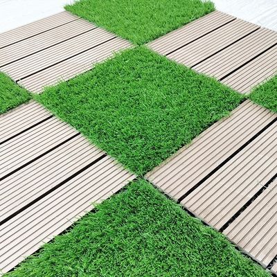 Double carreaux de gazon artificiel en PP NET avec support en PU en fibre enroulée en monofilament de PE