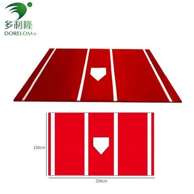 Mat de battage rouge de base-ball en gazon synthétique de 12' x 6' pour le terrain d'entraînement résidentiel