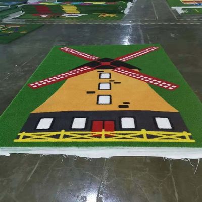 PE PP Support Logo d'herbe artificielle motif de couleur de gazon synthétique tapis de football mini