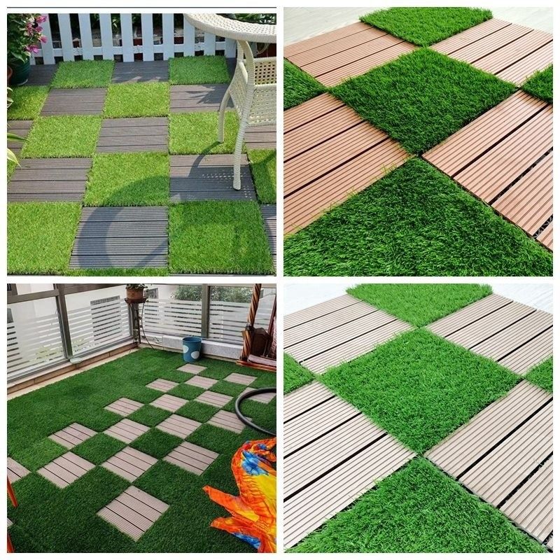 Carreaux de gazon artificiel 30x30cm 3cm de hauteur Foin vert Convient à l'intérieur et à l'extérieur